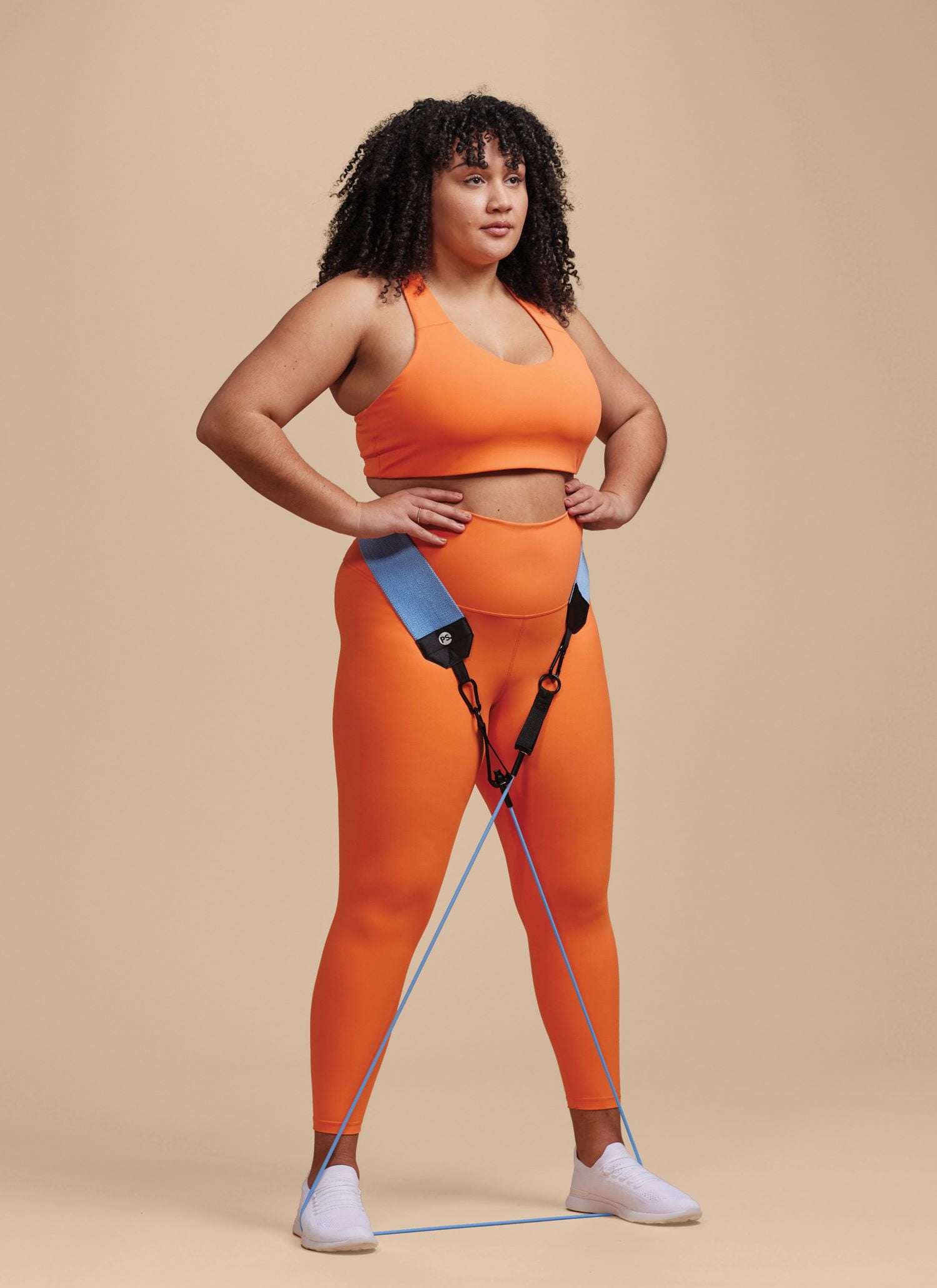 Popsugar Hip Trainer Resistance Tube, Exercise Band Kit with Interchangeable Strength Cords and Fabric Squat Belt, Light & Medium Strength Levels, Blue/Purple
