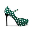 thumbnail image 3 of BLISSFUL STEP Women's Shoe Polka Dots Mary Janes Stiletto Heels Platform Ankle Strap Close Toe  Pumps Dark Green 7, 3 of 7
