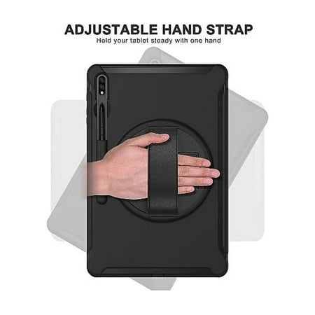 SaharaCase - PROTECTION Hand Strap Case for Samsung Galaxy Tab S7 FE and S8 Plus - Black