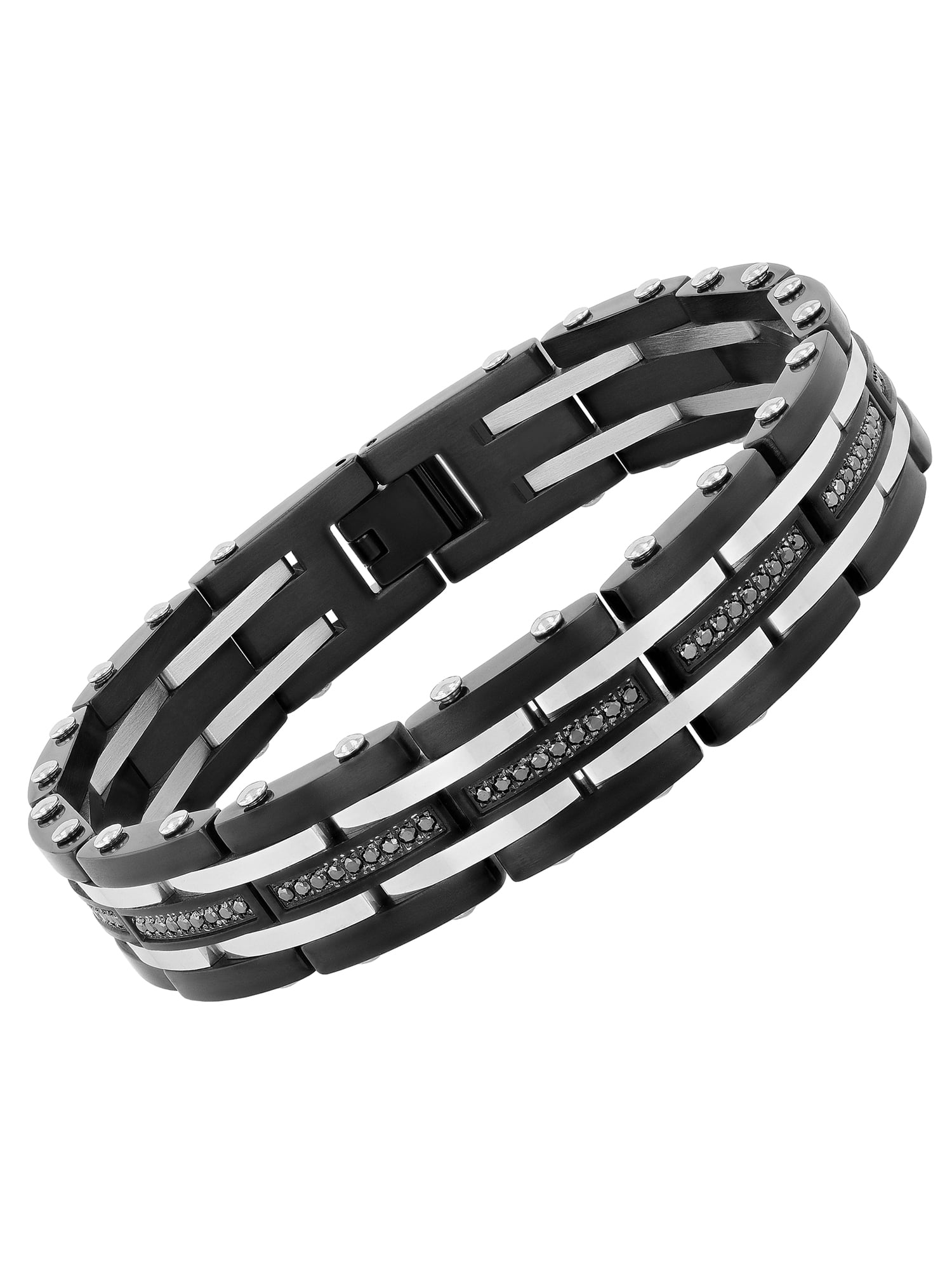Wholesale Men's 12 pcs 6 style mix quality black rubber stainless steel bracelet 