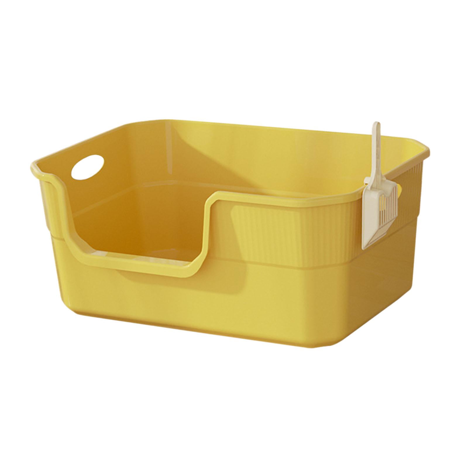 FITYLE Cat Open Top Pet Litter Tray Anti Splashing for Indoor Cats Cat Litter Container Cat Sandbox with High Sided Yellow