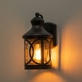thumbnail image 2 of C Cattleya 1-Light Matte Black Outdoor Wall Sconce with Seeded Glass Shade, 2 of 7
