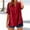 Red, variant on CheerKidz Women's Imitation Cotton Linen V-Neck Short Sleeve Blouse with Button Hem and Side Slit Solid Color Casual Pullover Tops for Everyday Wear(Army Green,5XL)