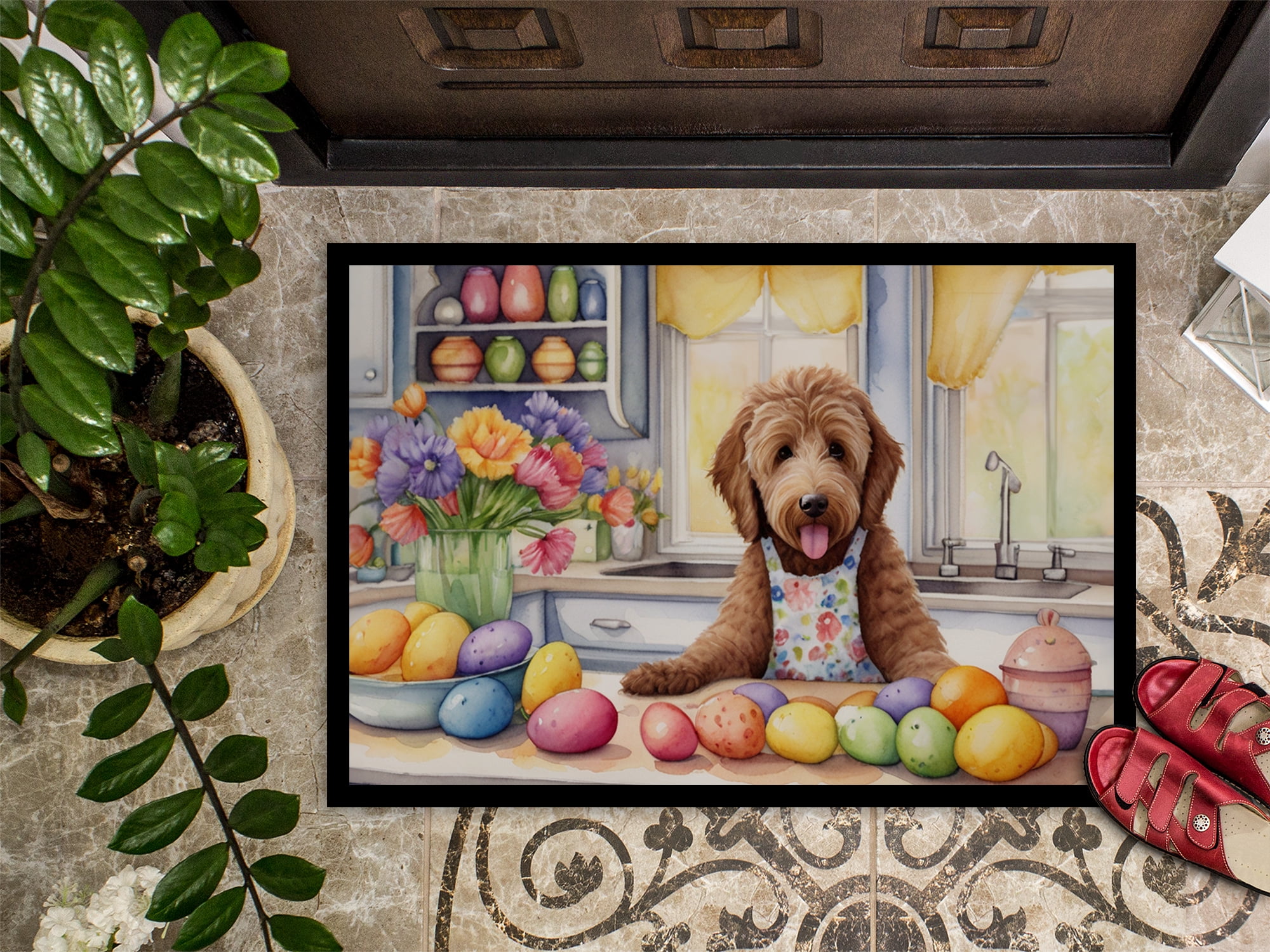 Decorating Easter Labradoodle Doormat 36 in x 24 in