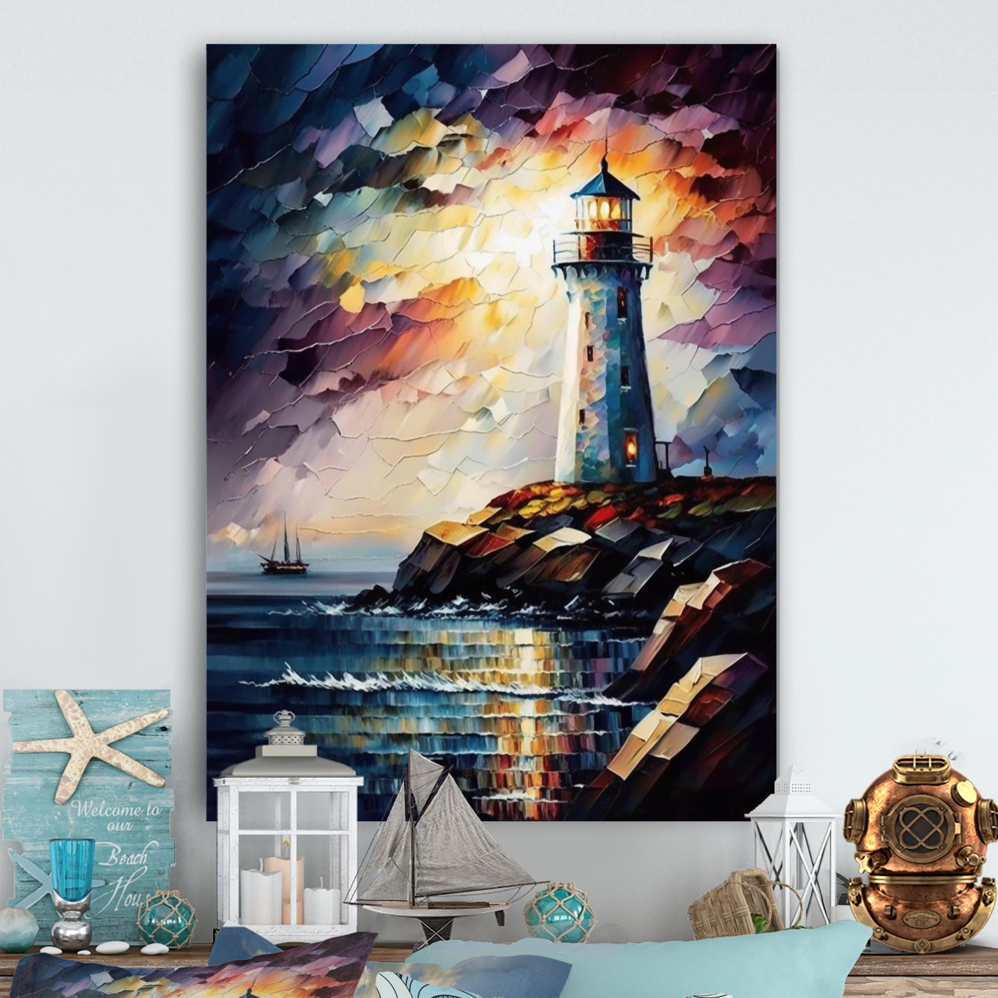 Designart Lighthouse On The Coast III Canvas Wall Art