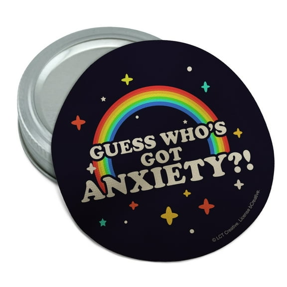 Guess Who's Got Anxiety Rainbow Funny Humor Round Rubber Non-Slip Jar Gripper Lid Opener