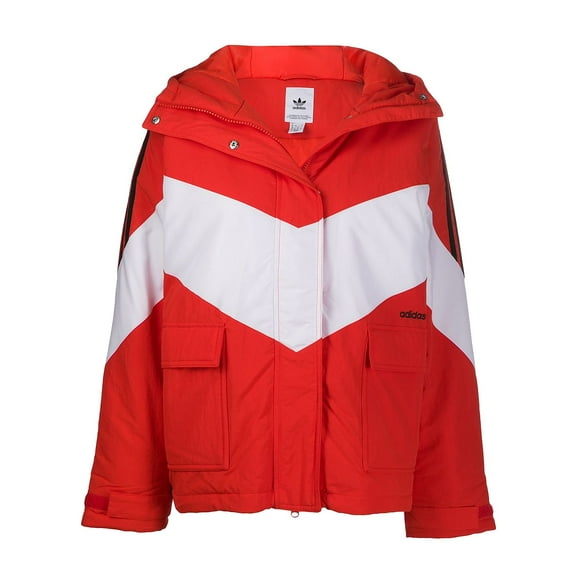 Adidas Womens Color Block Iconic Winter Insulated Puffy Jacket (XSmall, Red)