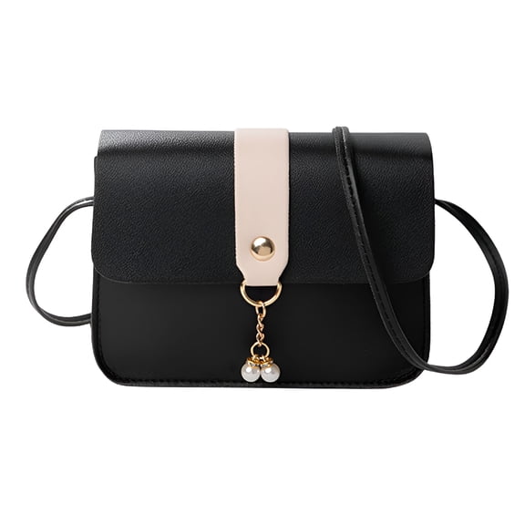 GASTROPOD Crossbody Shoulder Bag for Women Girls Small Pearl Leather Satchel Purse Cross Body Handbags Black