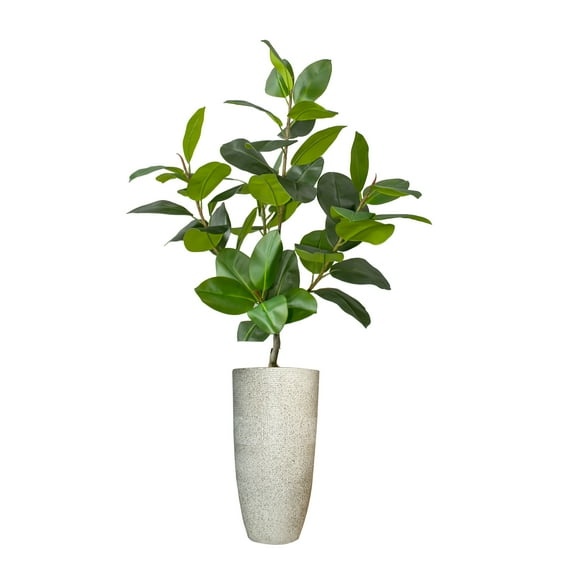 Real touch 68" fake Rubber tree in a fiberstone planter