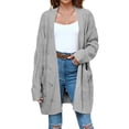 thumbnail image 5 of Plus Size Women Long Sleeve Loose Casual Cable Knit Cardigan Open Front Sweater with Pocket, 5 of 6