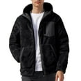 thumbnail image 5 of Men's Fuzzy Sherpa Coat Fleece Zip Up Hooded Jacket Black XL, 5 of 9