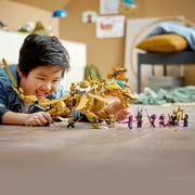 LEGO NINJAGO Lloyd’s Golden Ultra Dragon Toy for Kids, 71774 Large 4 Headed Action Figure with Blade Wings plus 9 Minifigures