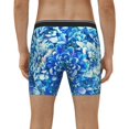 thumbnail image 4 of Salouo Vibrant Blue Floral Pattern Men's Boxer Briefs, Soft & Breathable Underwear Elastic Waistband Briefs for Men,1-Pack, 4 of 7