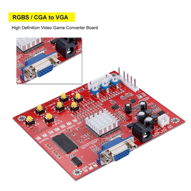 Placa Convertidora De Vídeo Para Juegos, Placa Convertidora CGA A VGA De Alta Definición De Escaneo Automático Para Personal Técnico Para Máquina De Juegos ANGGREK No