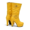 thumbnail image 6 of Mostsola Boots for Women Platform Heeled Mid Calf Punk Boots Pull on Wide Calf Tall Boots, 6 of 9