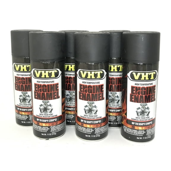 VHT SP130-6 PACK FLAT BLACK Engine Enamel High Heat Drive Train Paint - 11 oz