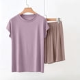 thumbnail image 5 of NominalSnug Womens Plus Size Pajamas Sets Cap Sleeve Sleepwear V Neck Loungewear High Waisted Shorts Cozy Homewear Pjs Set, 5 of 8