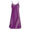 thumbnail image 5 of Prolriy Silk Nightgown for Women, Women's Summer V Neck Strap Thin Slim Fit Solid Color Hanging Dress Loungewear Sleep Dresses Purple M, 5 of 5