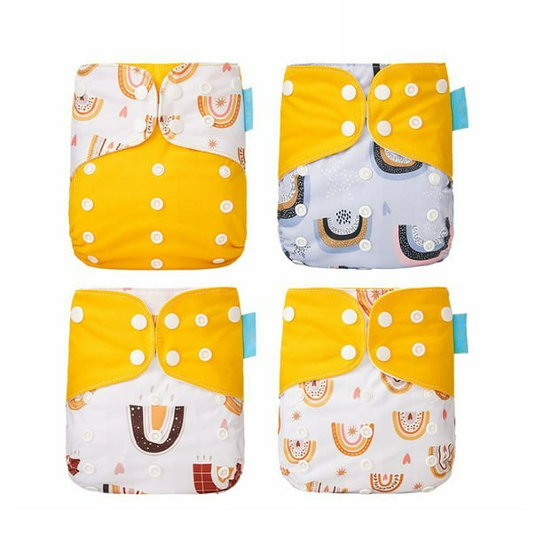 4PCS Cloth Diaper Washable Reusable Stretchable Cloth Pocket Diapers with Strong Absorption for