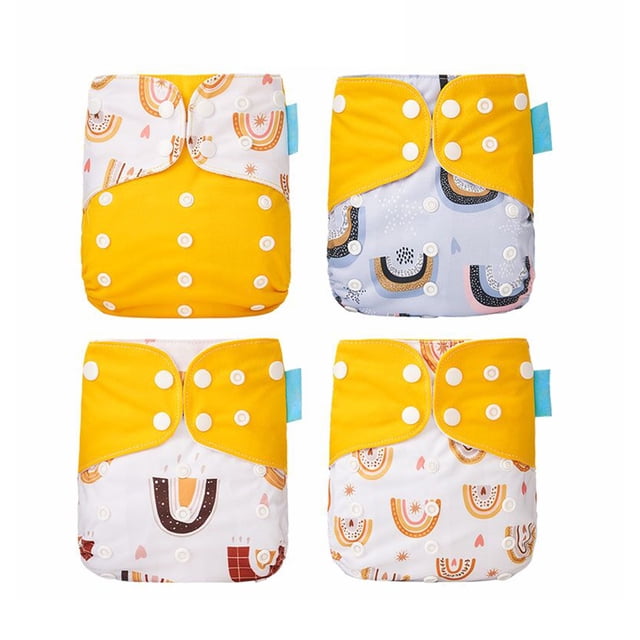 Pañales de tela 4 Uds pañal de tela para bebé lavable reutilizable pañales de bolsillo de tela elástica con fuerte absorción para bebés y niñas Tomshoo Pañales de tela