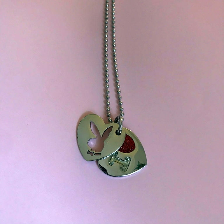 Playboy Lock Necklace, silver lock necklace with