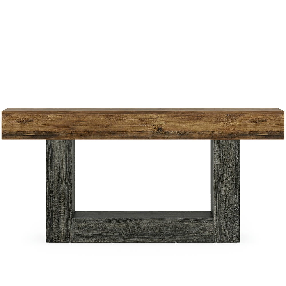 Resenkos Entryway Table, Console Sofa Table,63" Wood Console Table, Farmhouse 2-Tier Sofa Table Entryway Table,Brown & Grey