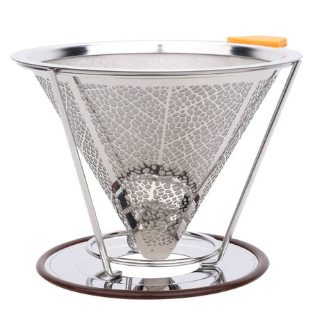 

1Pc 125ML Stainless Steel Double-Layer Coffee Filter Filter Stainless Steel 304 Drip Filter Funnel (Silver)