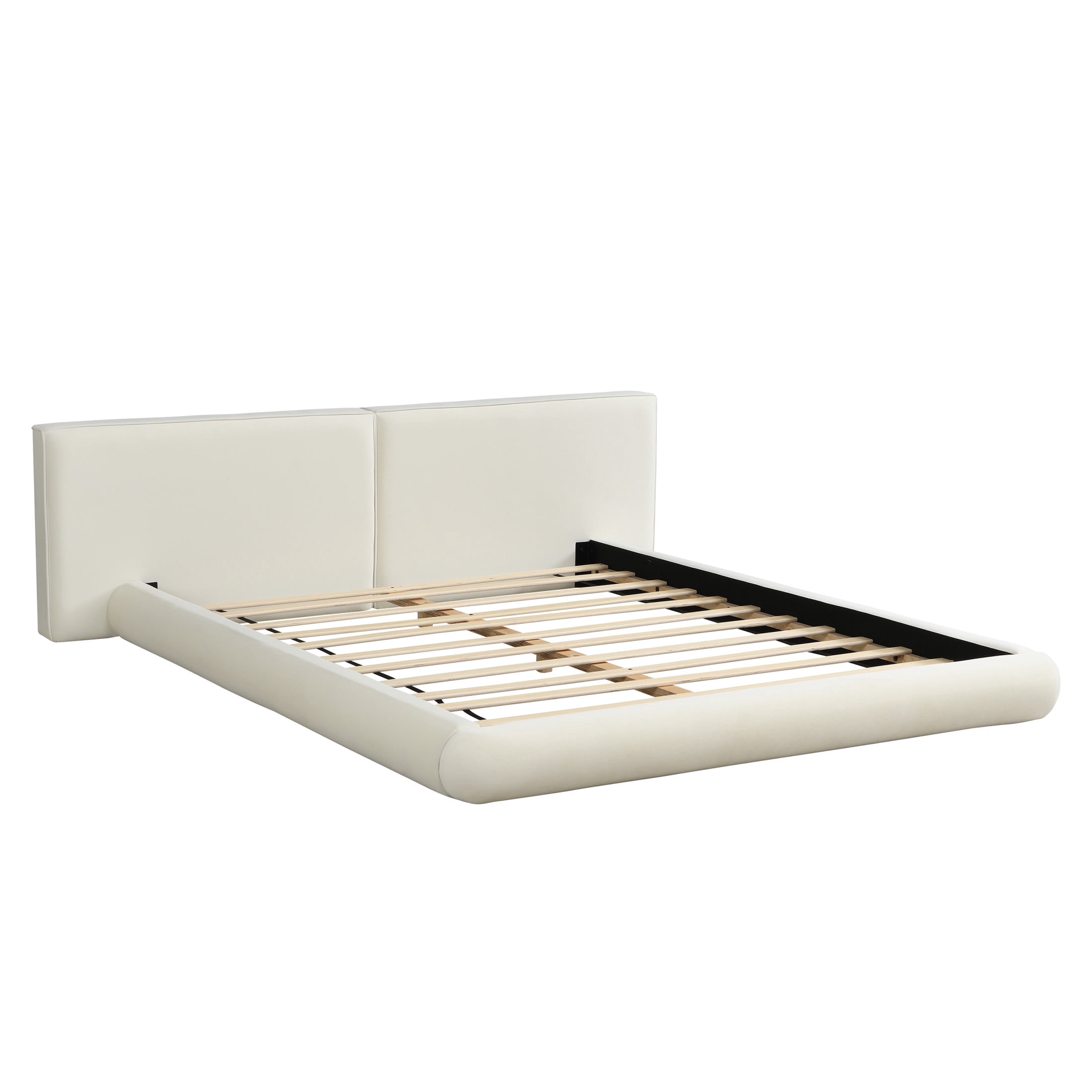 Christopher Knight Home Modern Floor-Hugging Upholstered Platform Bed, Queen Size, Cream