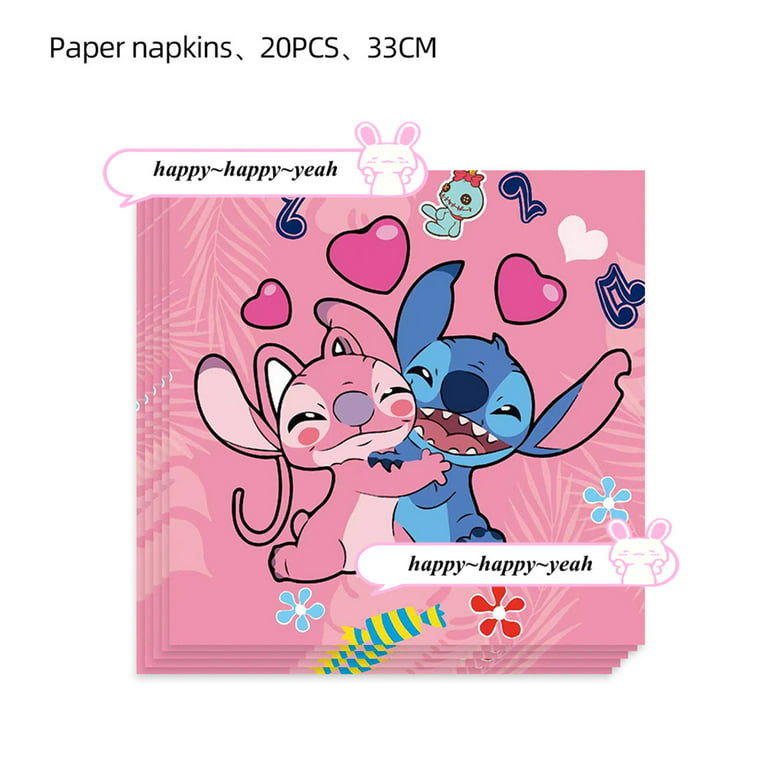 Pink Lilo and Stitch Birthday Party Supplies for 10 Guests, Party Birthday  Decorations included 20 Pcs Napkins 