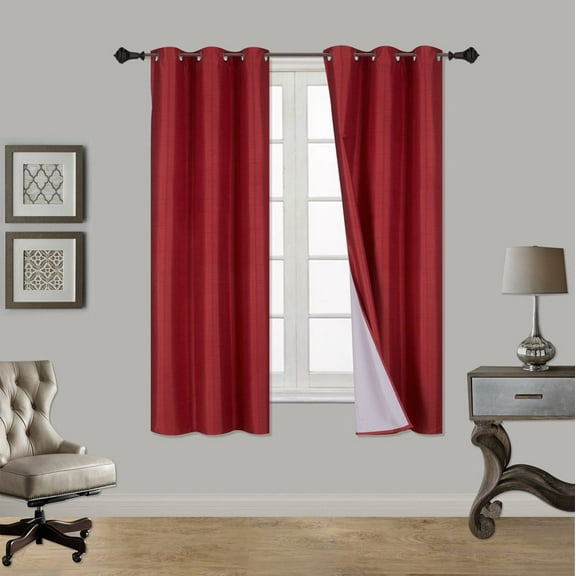 1-Piece Adam BURGUNDY Room Darkening Block Light Grommet Top Printed Window Curtain Panel 37"W X 63"L