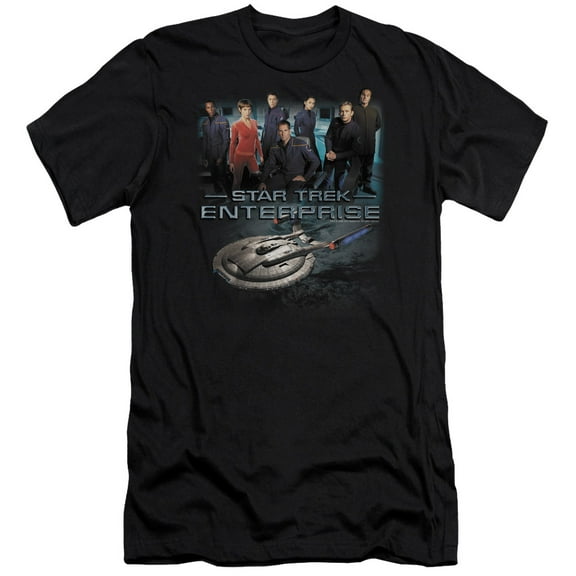 Star Trek Enterprise Crew Premium Canvas Adult Slim Fit 30/1 T-Shirt Black
