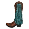 thumbnail image 4 of Rustic Western Country Faux Leather Cowgirl Boot Vase W/ Turquoise Frill Fringe, 4 of 6
