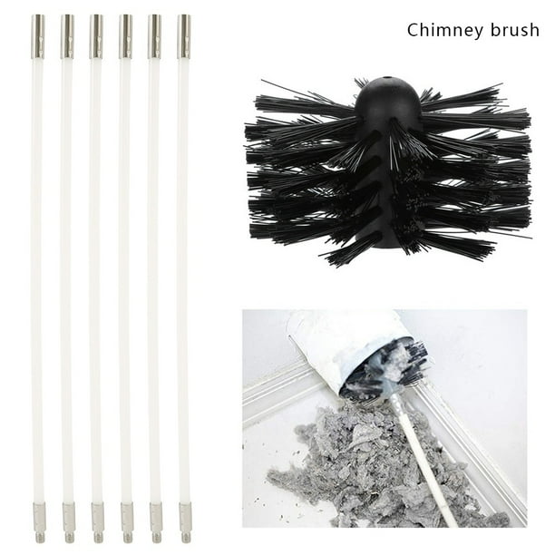 NEW 6PCS Chimney Cleaning Brush Sweep Sweeping Set Kit Drain Rods