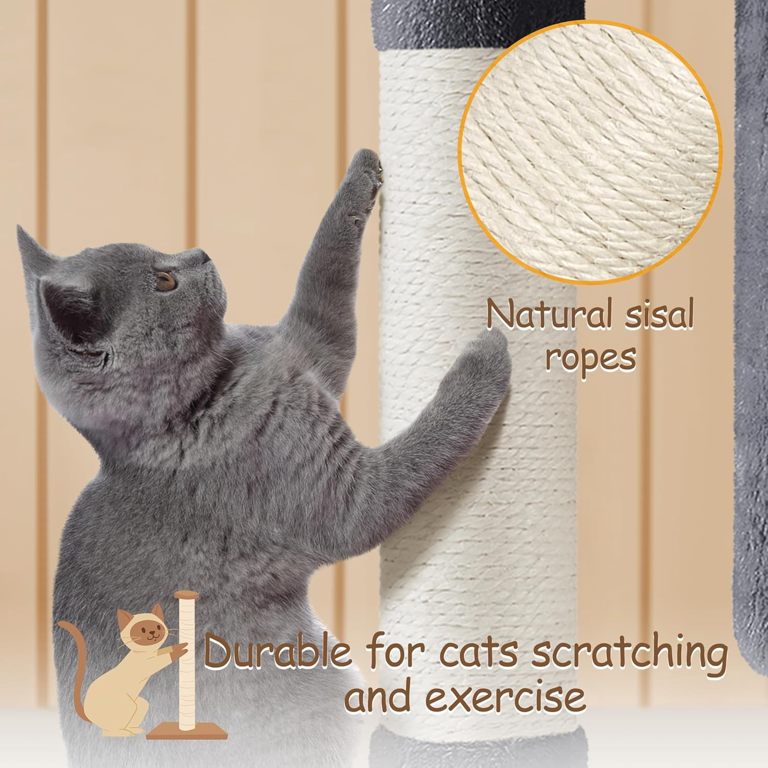 Librala  33.5in Cat Tree Tower for Indoor Cats w/2 Cozy Plush Condos, Oversized Perch & Sisal Scratching Posts, Stable Cat Stand House for Large Cats & Pets