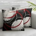 thumbnail image 3 of Nawypu  Set of 4 Throw Pillow Covers Modern Abstract Red and Black White Gray Pattern Retro Stripes Spiral Decorative Pillow Cases Home Decor Square 20x20 Inches Pillowcases, 3 of 5