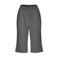 thumbnail image 5 of Women's Plus Size Pants Women'S Cotton And Linen Pocket Elastic Casual Pants Women'S Pants Five Quarter Pants,Gray Women's Plus Size Pants S, 5 of 5