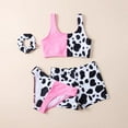 thumbnail image 2 of Xudanell Girl's 3 Piece Bikini Bathing Suit Printed Sport Swimsuits with Shorts Cove Up Sets Teen Girl's Swimwear (Pink, 8-10 Years), 2 of 7