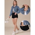 thumbnail image 2 of DARING DIVA Women's Rocker Party Rhinestones Denim Jacket XL Blue, 2 of 6