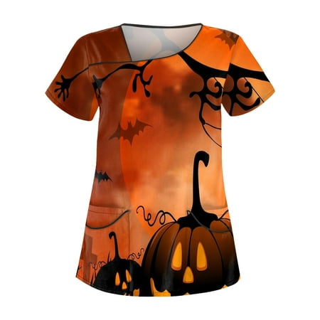 

Umitay navy scrubs for women Women s Casual Printed Short Sleeve Workwear With Double Pocket Top