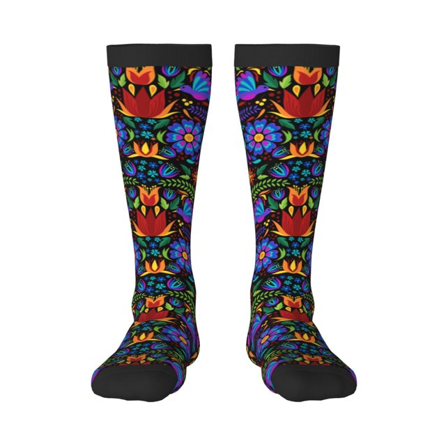 Balery Colorful Floral Calcetines novedosos Calcetines deportivos Calcetines hasta la rodilla Calcetines de algodón Calcetines originales y geniales