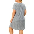thumbnail image 3 of Agnes Orinda Women's Plus Nightgown Short Sleeve Round Neck Stretch Pajama Dress 4X Gray, 3 of 6
