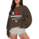 thumbnail image 1 of Gibobby Sudaderas para mujer Moda de mujer Ocio Amor Deportes Amor Impresión Cuello redondo Manga larga Suelta Top Suéter sin capucha 3 (Marrón, XL), 1 of 5