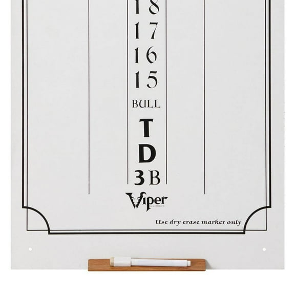 Viper Large Cricket Dart Board Game Wall Hanging Dry Erase Scoreboard, White