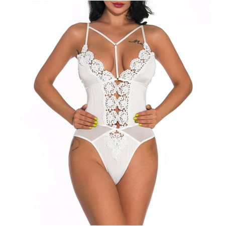 

Lingerie for Women Dqueduo Sexy Lingerie Deep V Mesh See-through Sexy Pajamas Elastic Sling One-piece Valentines Day Gifts on Clearance