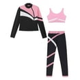 thumbnail image 3 of TiaoBug Kids Girls Color Block Gymnastics Workout Outfits Long Sleeve Sport Tops Vest and Leggings Set Pink 16, 3 of 7
