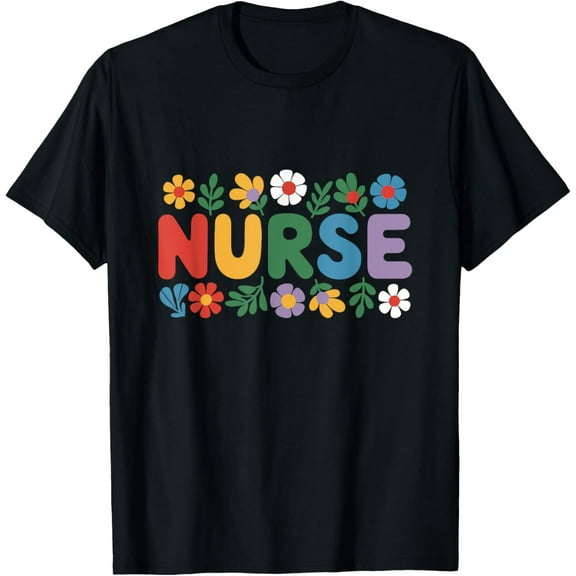 Floral Nurse, Nursing Wildflower Graphic, Nurse Flowers T-Shirt men and women can wear, black, white, gifts