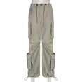thumbnail image 4 of Kmdttou Cargo Pants Women Stretchy Solid Color Fashion Casual Loose Broad Leg Full Length Pants, 4 of 8
