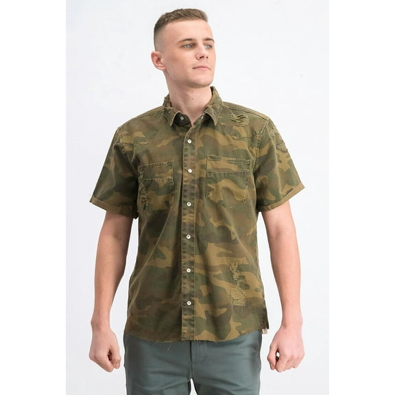 BLANKNYC Short-sleeve Camouflage-print Regular Fit Shirt In Good Vibrations Med