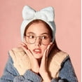 thumbnail image 6 of Visland 3PCS Spa Headbands for Women Bow Hair Bands Makeup Headbands Soft Coral Fleece Solid Color Headbands Elastic Hair Bands, 6 of 7