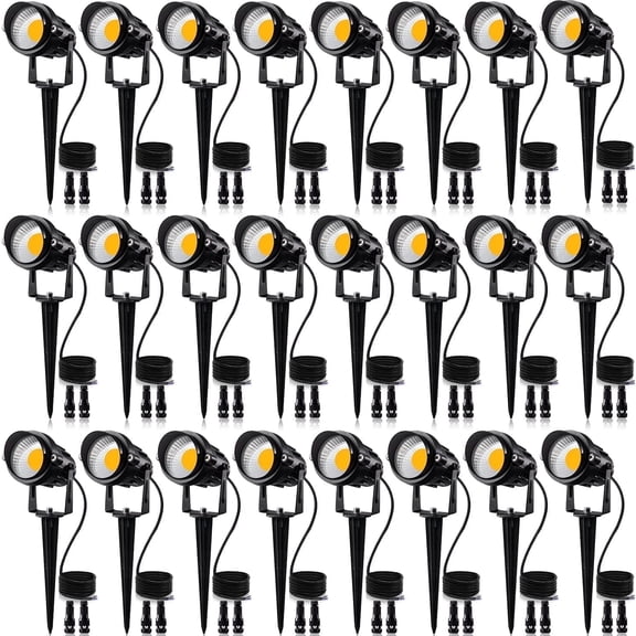 SUNVIE 24 pack Low Voltage Landscape Lights LED 12W Outdoor Spotlight for Yard Garden Decoration